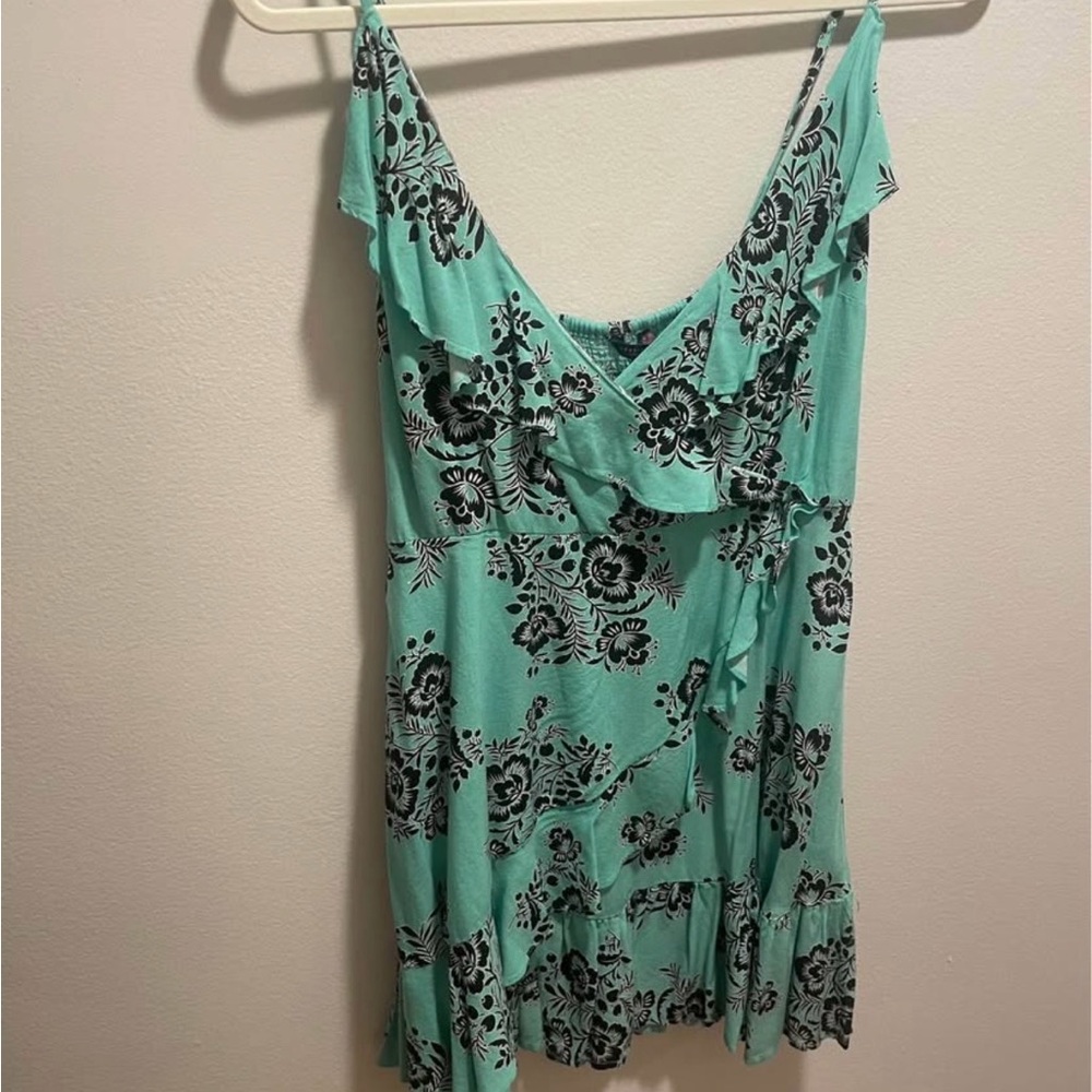 Aeropostale Teal and Black Floral Blouse